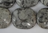 CPT354 15.5 inches 23*28mm rectangle grey picture jasper beads