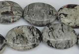 CPT356 15.5 inches 18*25mm oval grey picture jasper beads