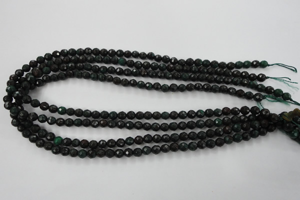 CPT401 15.5 inches 6mm faceted round green picture jasper beads