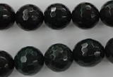 CPT405 15.5 inches 14mm faceted round green picture jasper beads