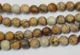 CPT501 15.5 inches 6mm faceted round picture jasper beads wholesale