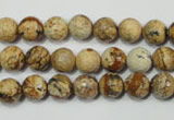 CPT502 15.5 inches 8mm faceted round picture jasper beads wholesale