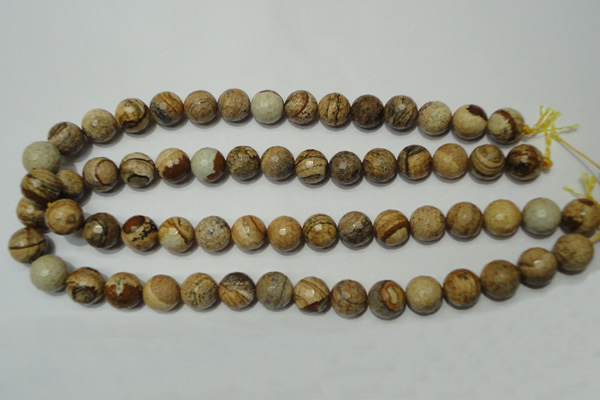 CPT503 15.5 inches 10mm faceted round picture jasper beads wholesale