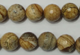 CPT504 15.5 inches 12mm faceted round picture jasper beads wholesale