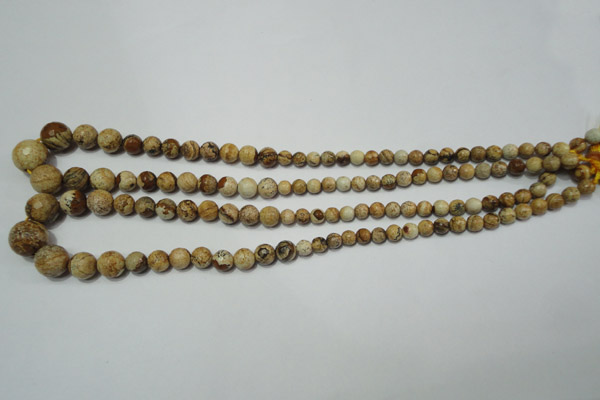 CPT510 15.5 inches 6mm – 14mm faceted round picture jasper beads