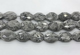 CPT580 18*25mm - 20*28mm faceted octagonal grey picture jasper beads