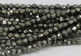 CPY03 16 inches 4mm faceted round pyrite gemstone beads wholesale