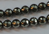 CPY106 15.5 inches 6mm faceted round pyrite gemstone beads wholesale