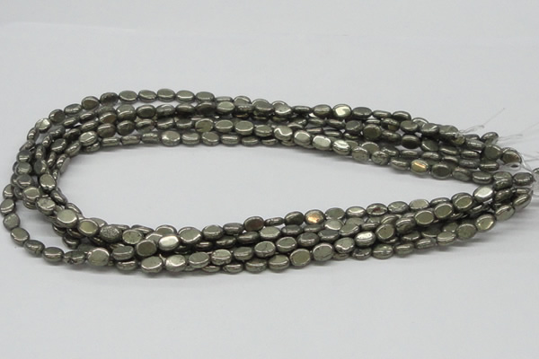 CPY11 16 inches 6*8mm oval pyrite gemstone beads wholesale