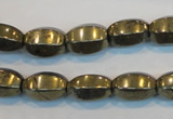 CPY144 15.5 inches 8*14mm rice pyrite gemstone beads wholesale