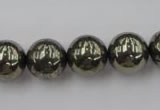 CPY206 15.5 inches 14mm round pyrite gemstone beads wholesale