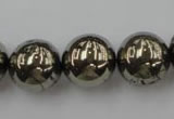 CPY207 15.5 inches 16mm round pyrite gemstone beads wholesale