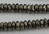 CPY216 15.5 inches 4*10mm faceted rondelle pyrite gemstone beads