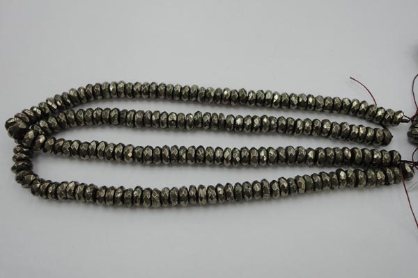 CPY216 15.5 inches 4*10mm faceted rondelle pyrite gemstone beads