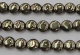 CPY220 15.5 inches 8mm flat round pyrite gemstone beads wholesale