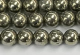 CPY260 15.5 inches 4mm round pyrite gemstone beads wholesale