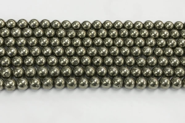 CPY261 15.5 inches 6mm round pyrite gemstone beads wholesale