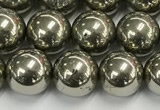 CPY262 15.5 inches 8mm round pyrite gemstone beads wholesale