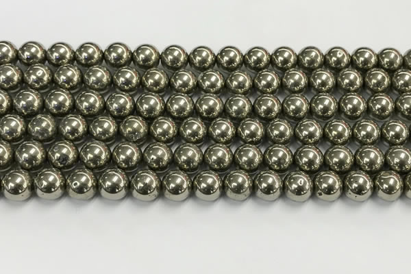 CPY262 15.5 inches 8mm round pyrite gemstone beads wholesale