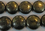 CPY304 15.5 inches 18mm flat round pyrite gemstone beads wholesale