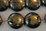 CPY305 15.5 inches 20mm flat round pyrite gemstone beads wholesale