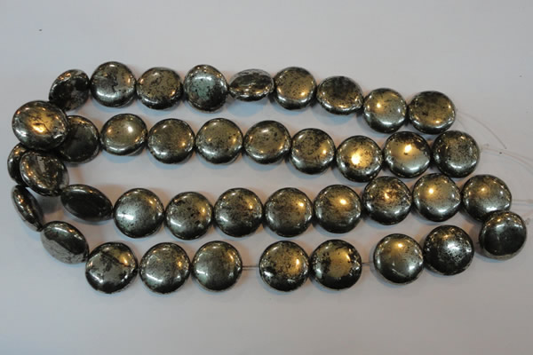 CPY305 15.5 inches 20mm flat round pyrite gemstone beads wholesale