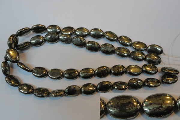 CPY312 15.5 inches 13*18mm oval pyrite gemstone beads wholesale