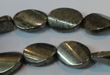 CPY335 15.5 inches 13*18mm twisted oval pyrite gemstone beads