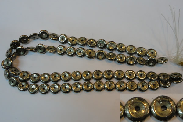 CPY336 15.5 inches 12mm donut pyrite gemstone beads wholesale