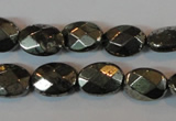 CPY343 15.5 inches 10*14mm faceted oval pyrite gemstone beads wholesale