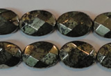 CPY344 15.5 inches 13*18mm faceted oval pyrite gemstone beads wholesale