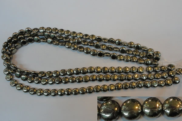 CPY35 16 inches 8mm coin pyrite gemstone beads wholesale