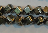 CPY361 15.5 inches 6*6mm faceted cube pyrite gemstone beads