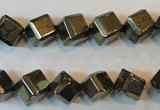 CPY362 15.5 inches 8*8mm faceted cube pyrite gemstone beads