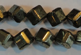 CPY363 15.5 inches 10*10mm faceted cube pyrite gemstone beads