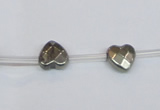 CPY393 Top drilled 8*8mm faceted heart pyrite gemstone beads wholesale