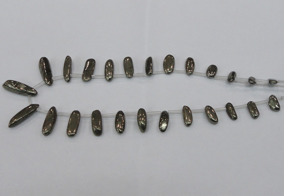 CPY396 Top drilled 5*15mm - 7*25mm sticks pyrite gemstone beads