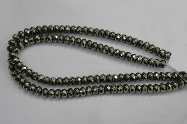 CPY40 16 inches 4*8mm faceted rondelle pyrite gemstone beads wholesale