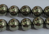 CPY405 15.5 inches 12mm round pyrite gemstone beads wholesale