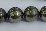 CPY408 15.5 inches 18mm round pyrite gemstone beads wholesale