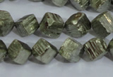 CPY411 15.5 inches 10*10mm faceted cube pyrite gemstone beads