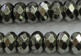 CPY430 15.5 inches 6*10mm faceted rondelle pyrite gemstone beads