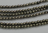 CPY45 16 inches 4mm round pyrite gemstone beads wholesale