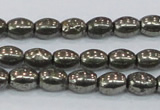 CPY597 15.5 inches 6*8mm rice pyrite gemstone beads wholesale