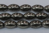 CPY599 15.5 inches 8*12mm rice pyrite gemstone beads wholesale