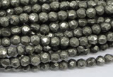 CPY60 15.5 inches 5mm faceted round pyrite gemstone beads wholesale