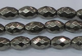 CPY603 15.5 inches 8*12mm faceted rice pyrite gemstone beads