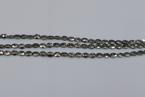 CPY630 15.5 inches 6*8mm faceted oval pyrite gemstone beads