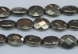 CPY631 15.5 inches 8*10mm faceted oval pyrite gemstone beads