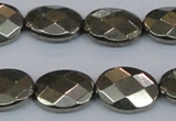 CPY632 15.5 inches 12*16mm faceted oval pyrite gemstone beads